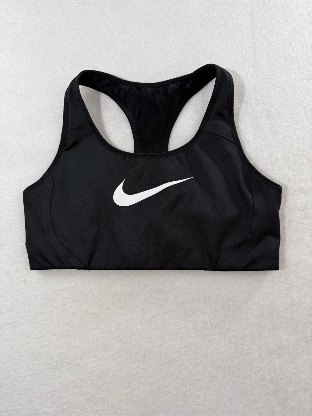 Nike Black Sports Bra with White Swoosh - Racerback Support
